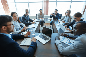 Brainstorming and planning a change management project.